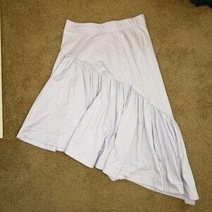 Free People Beach Midi Aurora Skirt Ruffled Tiered Asymmetrical Cotton Blue